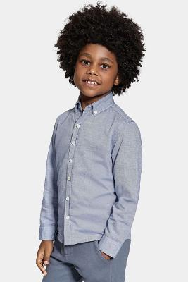 Camisa Aramis Infantil Manga Longa Oxford Azul