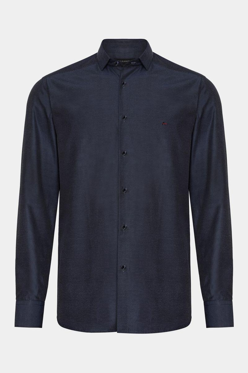 Camisa Aramis Manga Longa Algodão Misto Marinho - 4