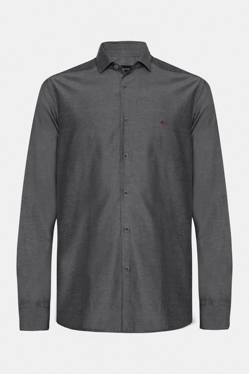 Camisa Aramis Manga Longa Algodão Misto Chumbo - 4
