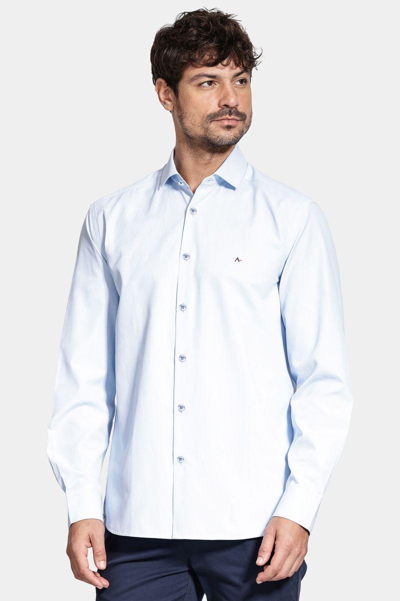 Camisa Aramis Manga Longa Algodão Misto Azul - 1