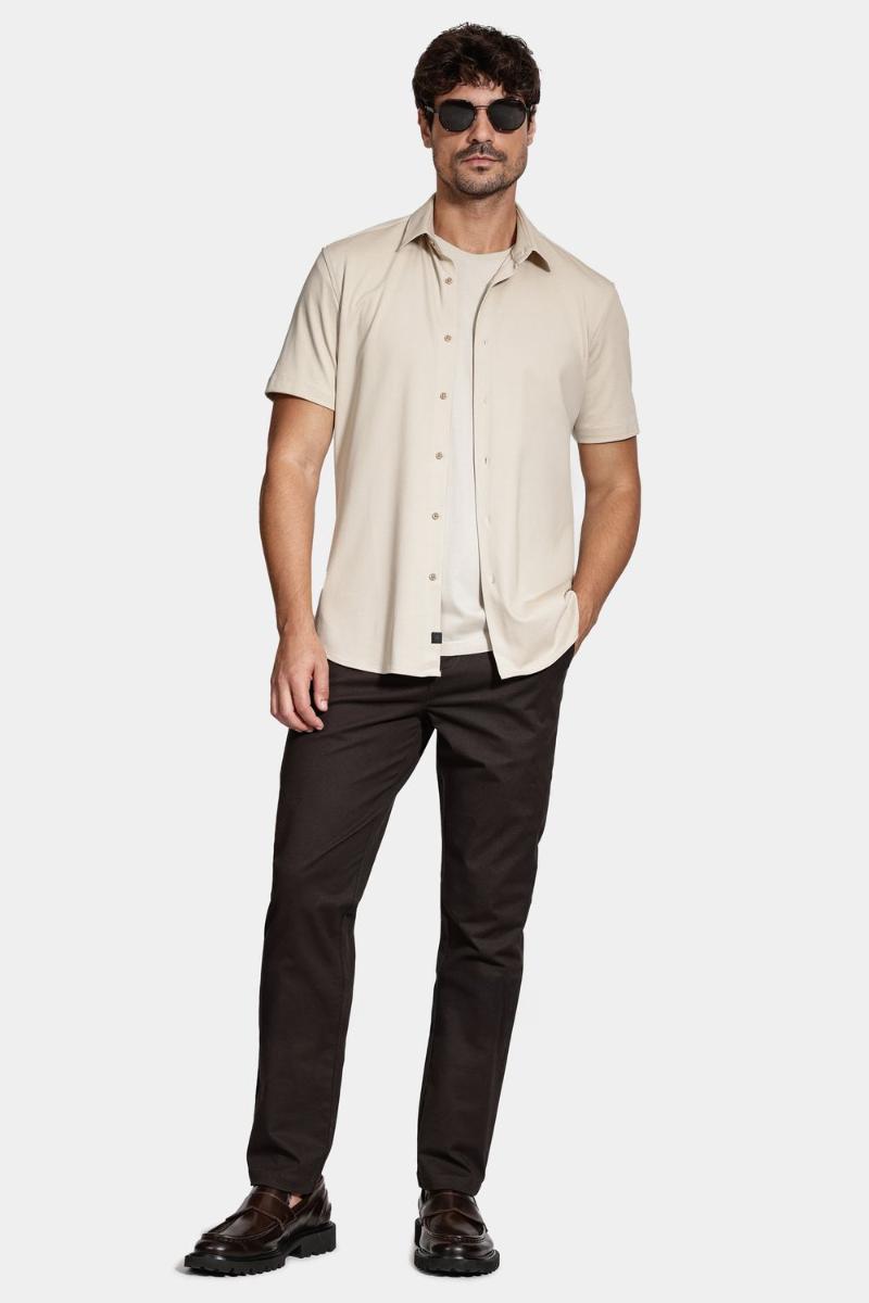 Camisa Aramis Manga Curta Slim Malha Mista Italiana Caqui - 2