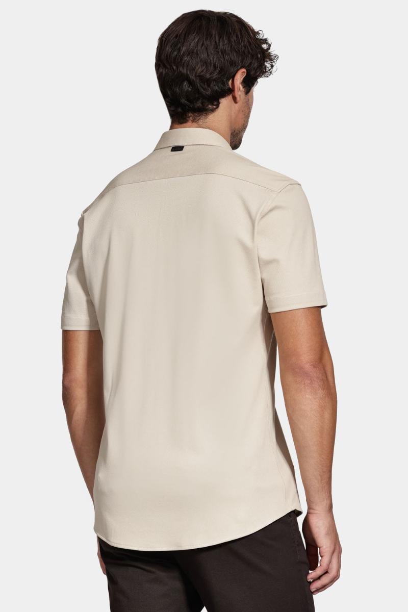 Camisa Aramis Manga Curta Slim Malha Mista Italiana Caqui - 4