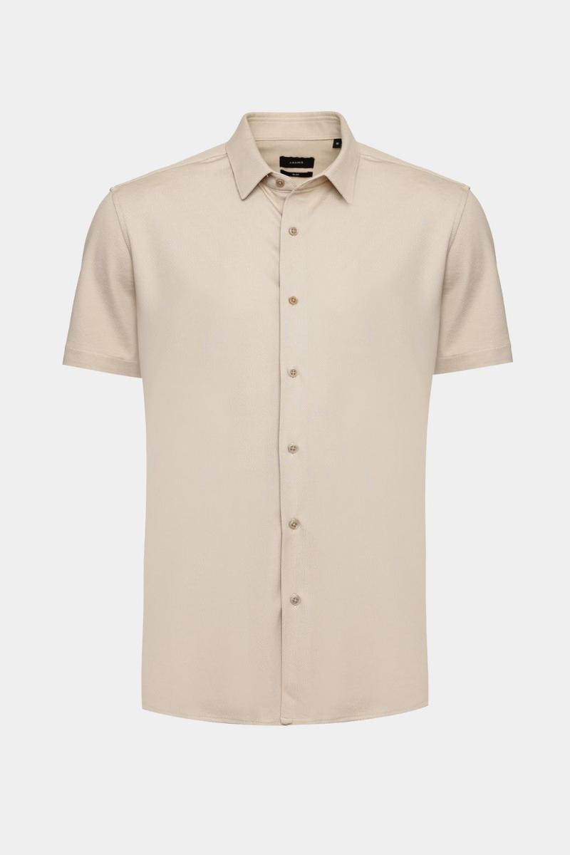 Camisa Aramis Manga Curta Slim Malha Mista Italiana Caqui - 5