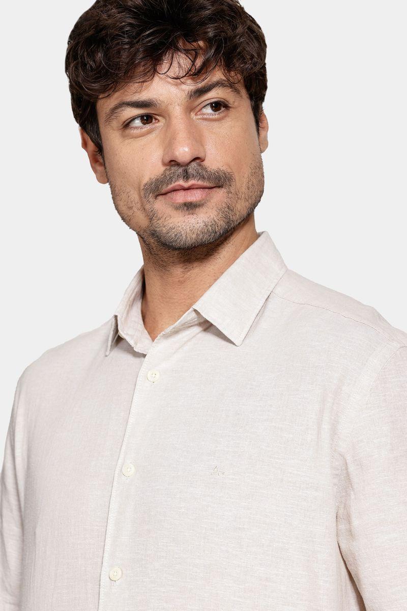 Camisa Aramis Manga Curta Regular Linho Algodão Caqui - 2