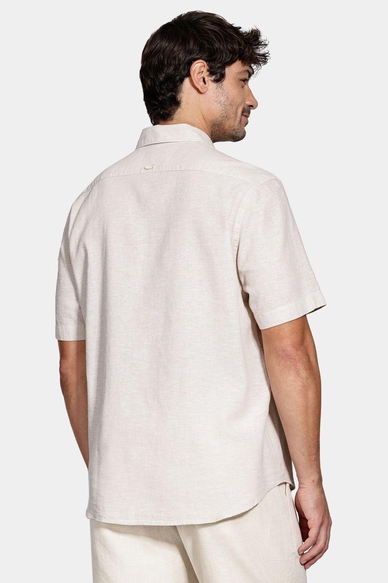 Camisa Aramis Manga Curta Regular Linho Algodão Caqui - 3