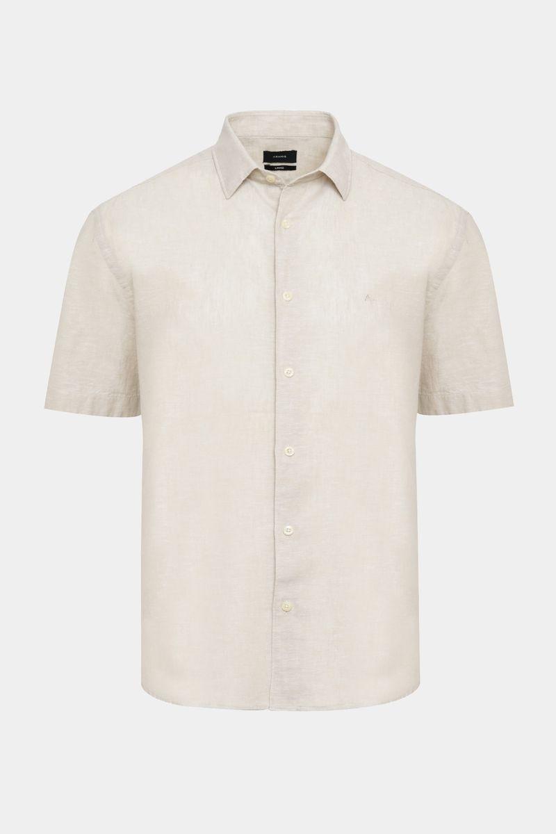 Camisa Aramis Manga Curta Regular Linho Algodão Caqui - 4