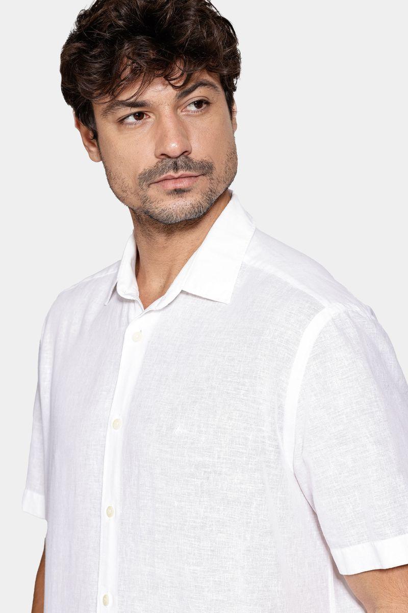 Camisa Aramis Manga Curta Regular Linho Algodão Branco - 2