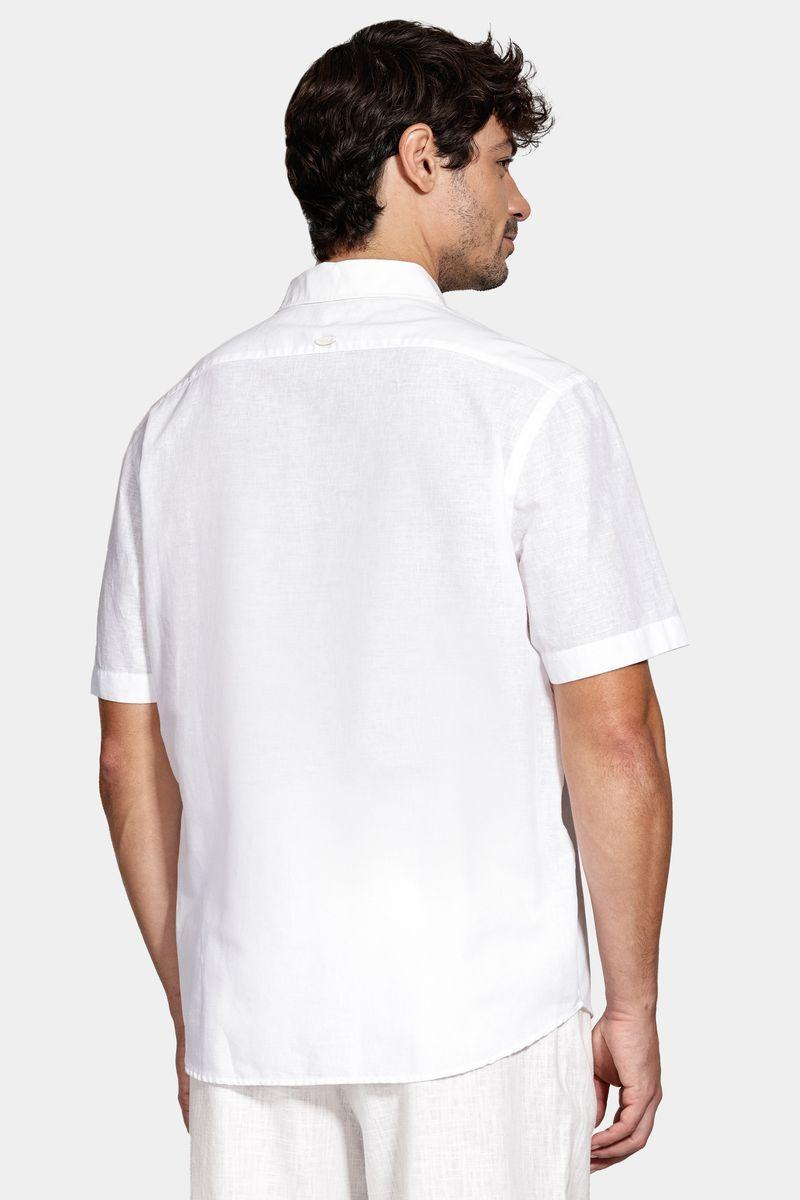Camisa Aramis Manga Curta Regular Linho Algodão Branco - 3
