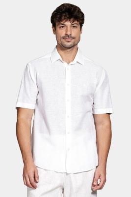 Camisa Aramis Manga Curta Regular Linho Algodão Branco