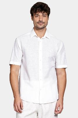 Camisa Aramis Manga Curta Regular Linho Algodão Branco