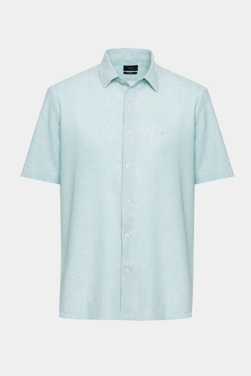 Camisa Aramis Manga Curta Regular Linho Algodão Azul - 4