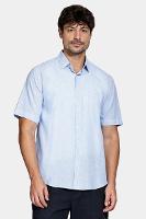 Camisa Aramis Manga Curta Regular Linho Algodão Azul - 1