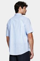 Camisa Aramis Manga Curta Regular Linho Algodão Azul - 3