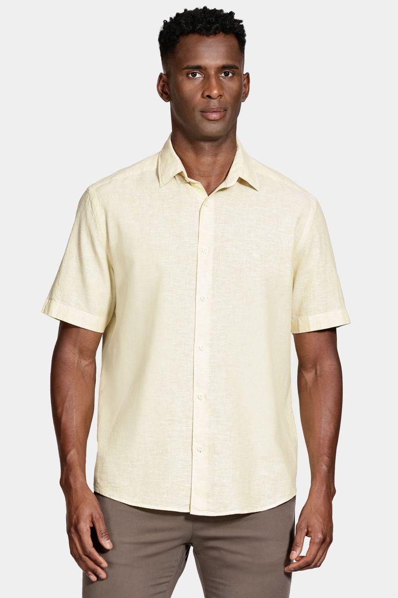 Camisa Aramis Manga Curta Regular Linho Algodão Amarelo - 1