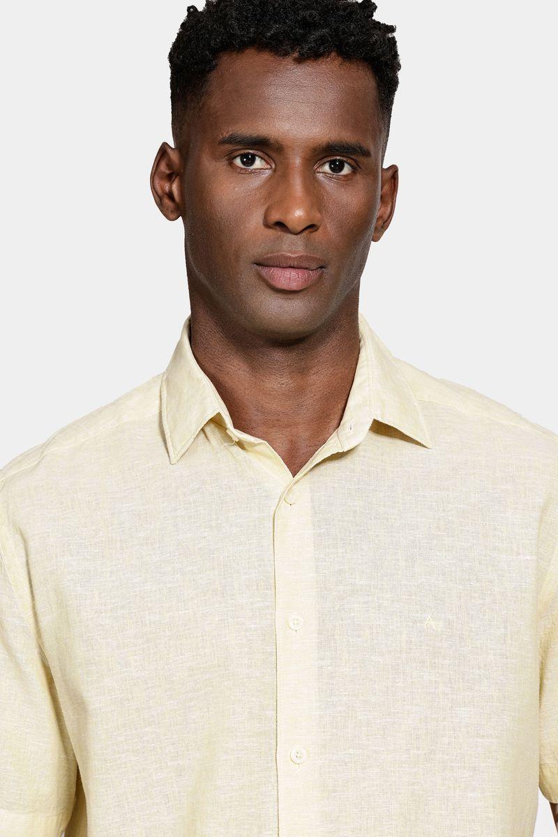 Camisa Aramis Manga Curta Regular Linho Algodão Amarelo - 2