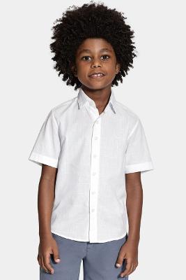 Camisa Aramis Infantil Manga Curta Flamê Bosco Branco