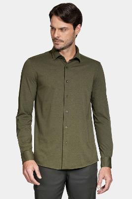 Camisa Aramis Manga Longa Slim Piquet de Malha Verde
