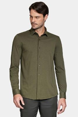 Camisa Aramis Manga Longa Slim Piquet de Malha Verde