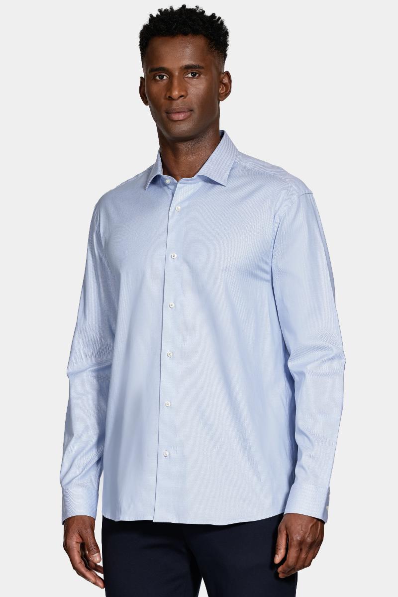 Camisa Aramis Manga Longa Maquinetada Stretch Azul - 1