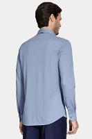 Camisa Aramis Manga Longa Slim Piquet de Malha Azul Médio - 3