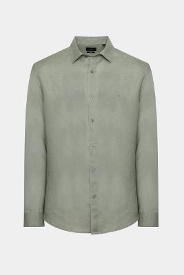 Camisa Aramis Manga Longa Slim em Linho Irlandês Verde