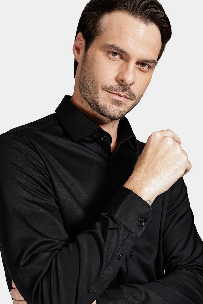 Camisa Aramis Manga Longa Slim Algodão Modal e Seda Preto - 2