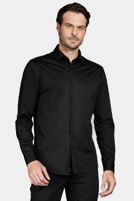 Camisa Aramis Manga Longa Slim Algodão Modal e Seda Preto
