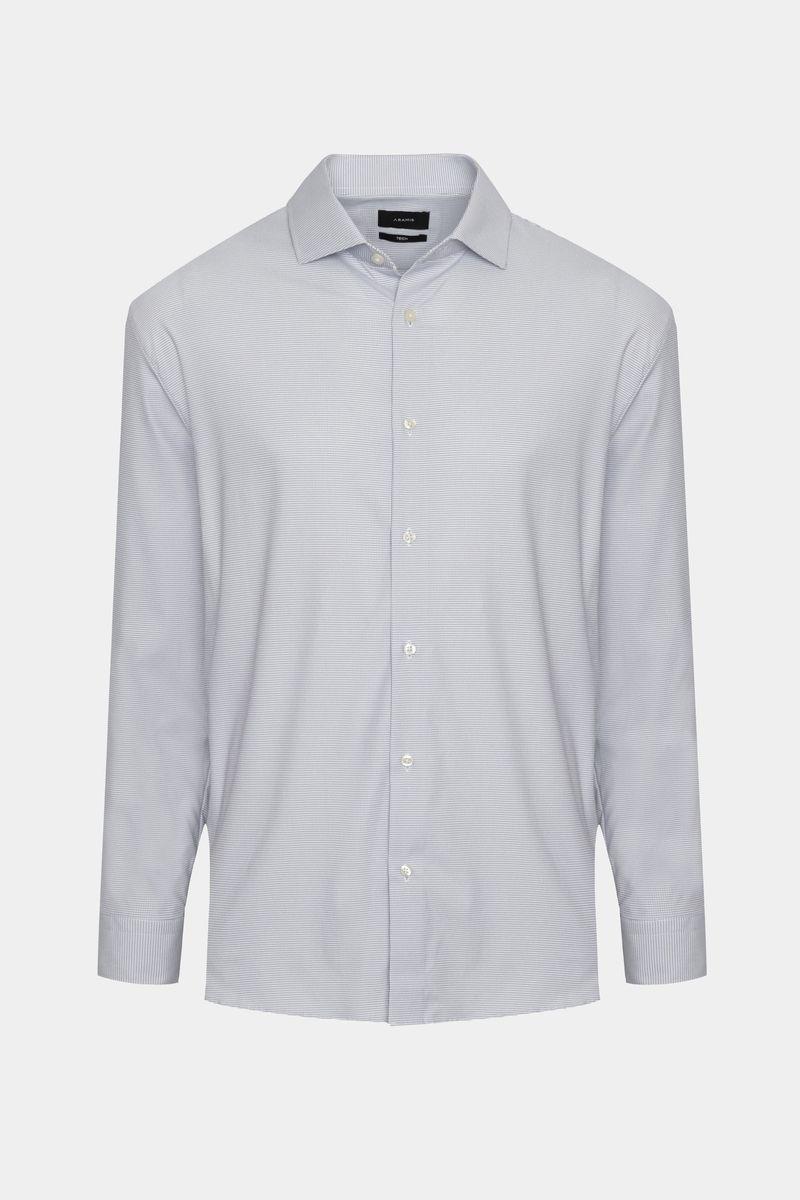 Camisa Aramis Manga Longa Regular Branco e Azul - 4