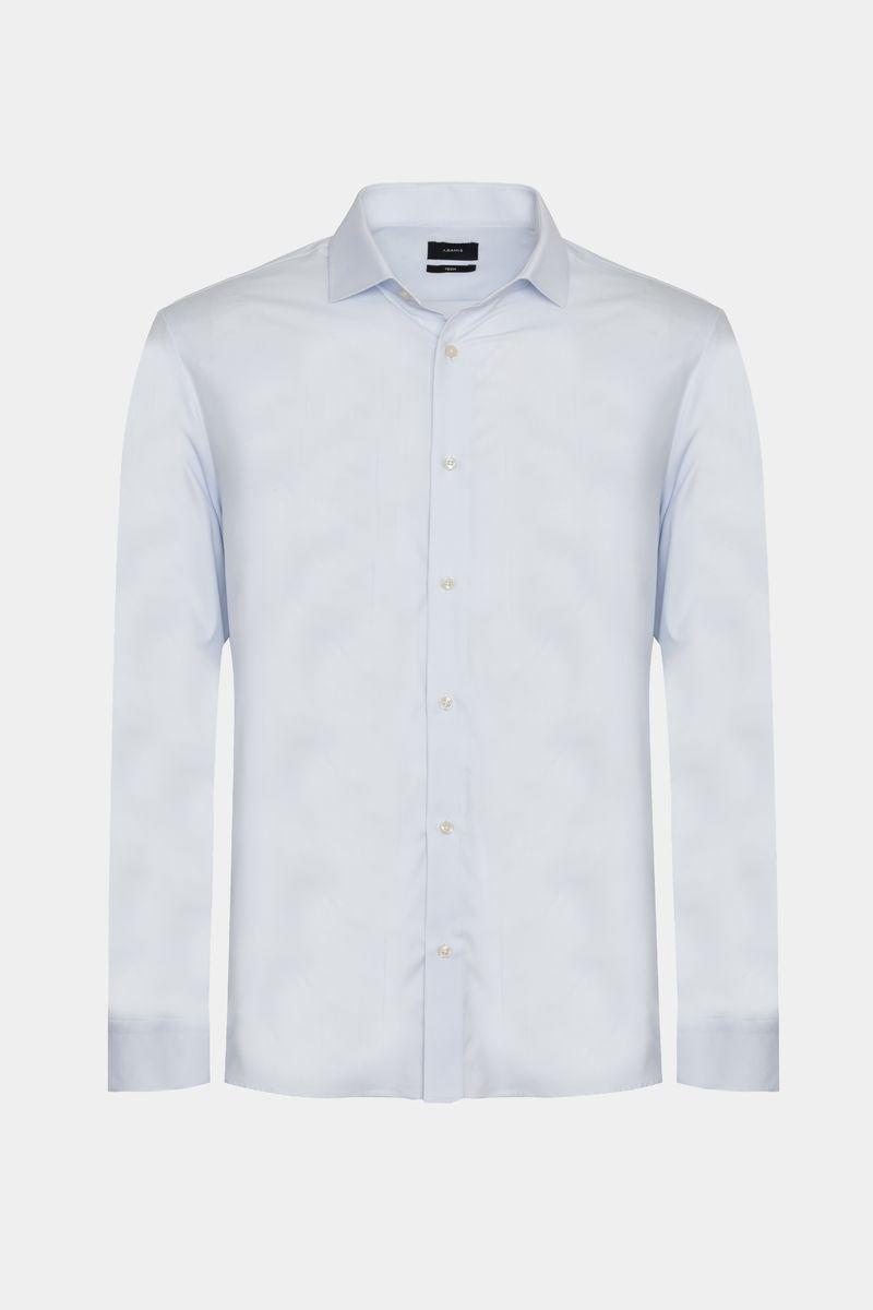 Camisa Aramis Manga Longa Regular Liso Azul e Branco - 1