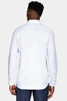 Camisa Aramis Manga Longa Regular Liso Azul e Branco - 4