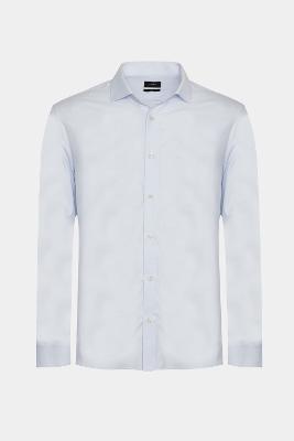 Camisa Aramis Manga Longa Regular Liso Azul e Branco