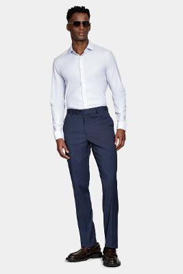 Camisa Aramis Manga Longa Regular Liso Azul e Branco