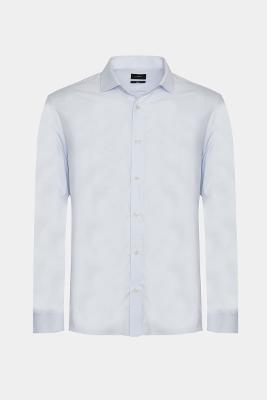 Camisa Aramis Manga Longa Regular Liso Azul e Branco