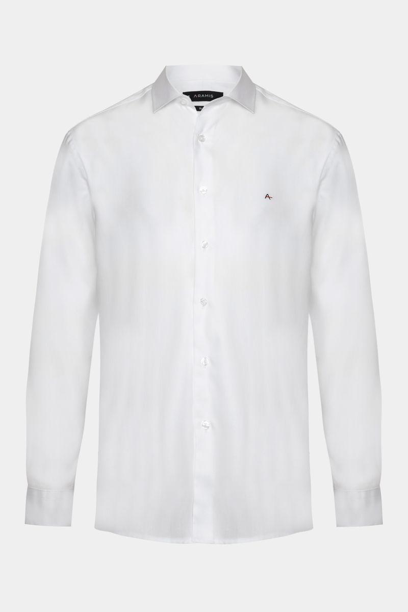 Camisa Aramis Slim Algodão Tricoline Manga Longa Branco - 1