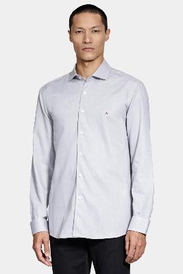 Camisa Slim Algodão Tricoline Manga Longa Cinza