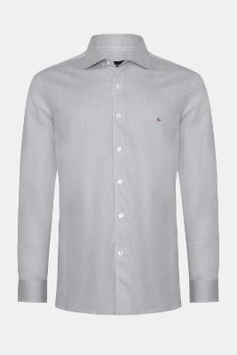 Camisa Aramis Slim Algodão Tricoline Manga Longa Cinza