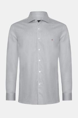 Camisa Aramis Slim Algodão Tricoline Manga Longa Cinza