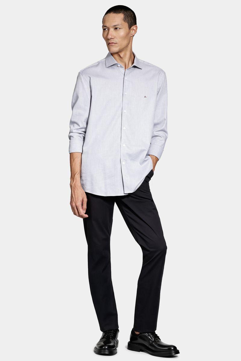 Camisa Aramis Slim Algodão Tricoline Manga Longa Cinza - 3