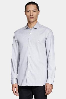 Camisa Aramis Slim Algodão Tricoline Manga Longa Cinza