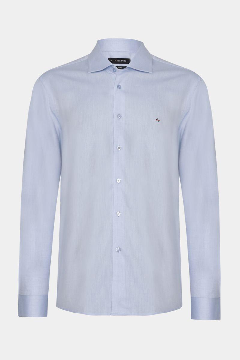 Camisa Aramis Slim Algodão Tricoline Manga Longa Azul - 1