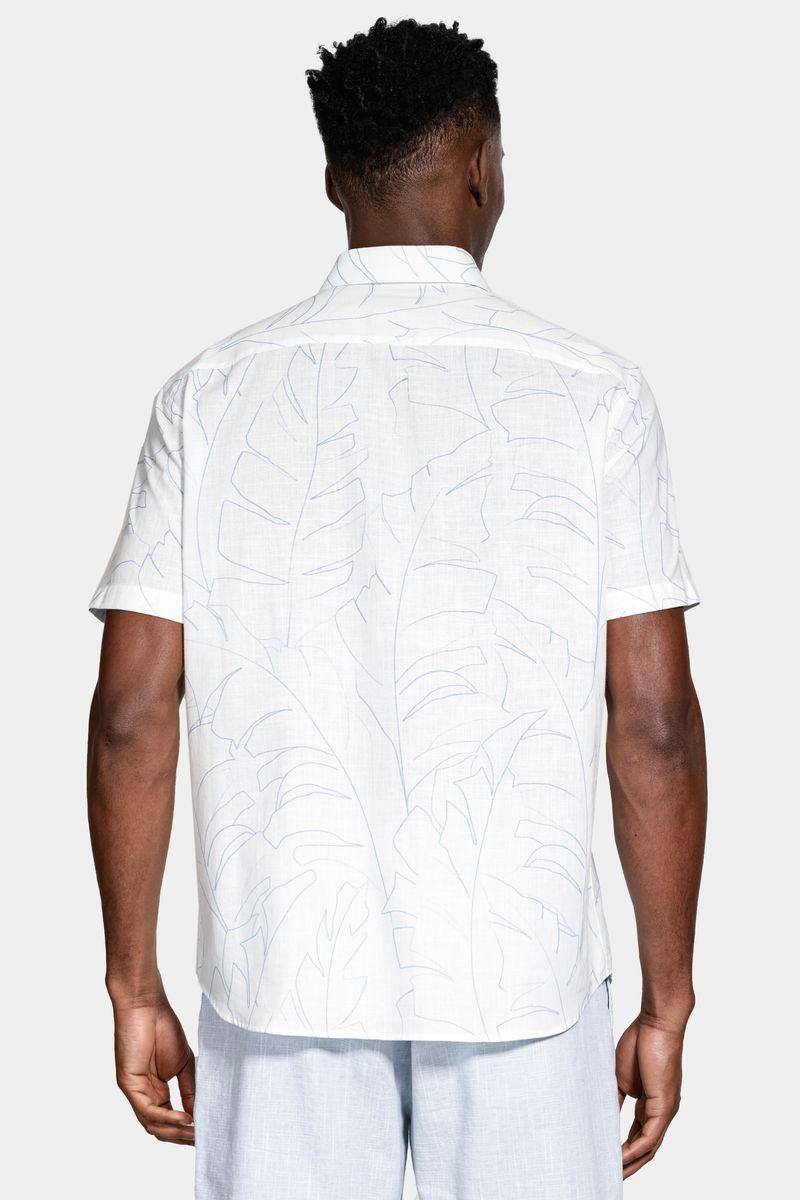 Camisa Aramis Regular Algodão Manga Curta Branco e Azul - 3