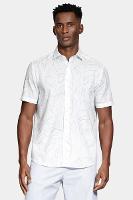 Camisa Aramis Regular Algodão Manga Curta Branco e Azul - 1