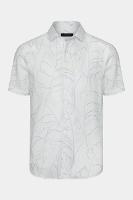 Camisa Aramis Regular Algodão Manga Curta Branco e Azul