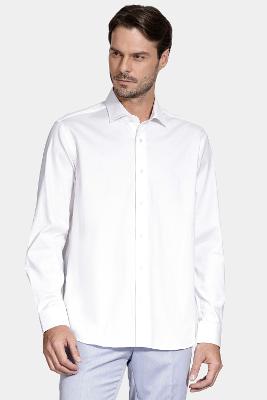 Camisa Manga Longa Social Regular Maquinetada Stretch Branco