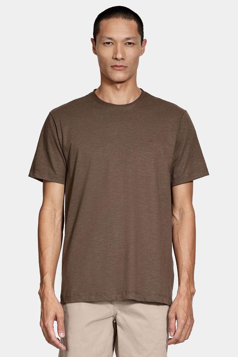 Camiseta Aramis Algodão Flamê Manga Curta Caqui - 1