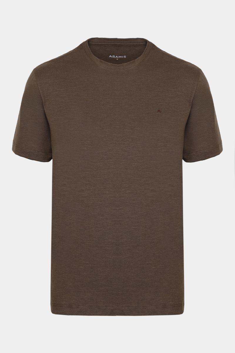 Camiseta Aramis Algodão Flamê Manga Curta Caqui - 4