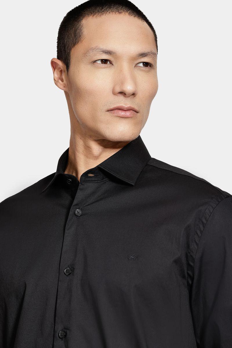 Camisa Aramis Slim Tricoline Algodão Manga Longa Preto - 3