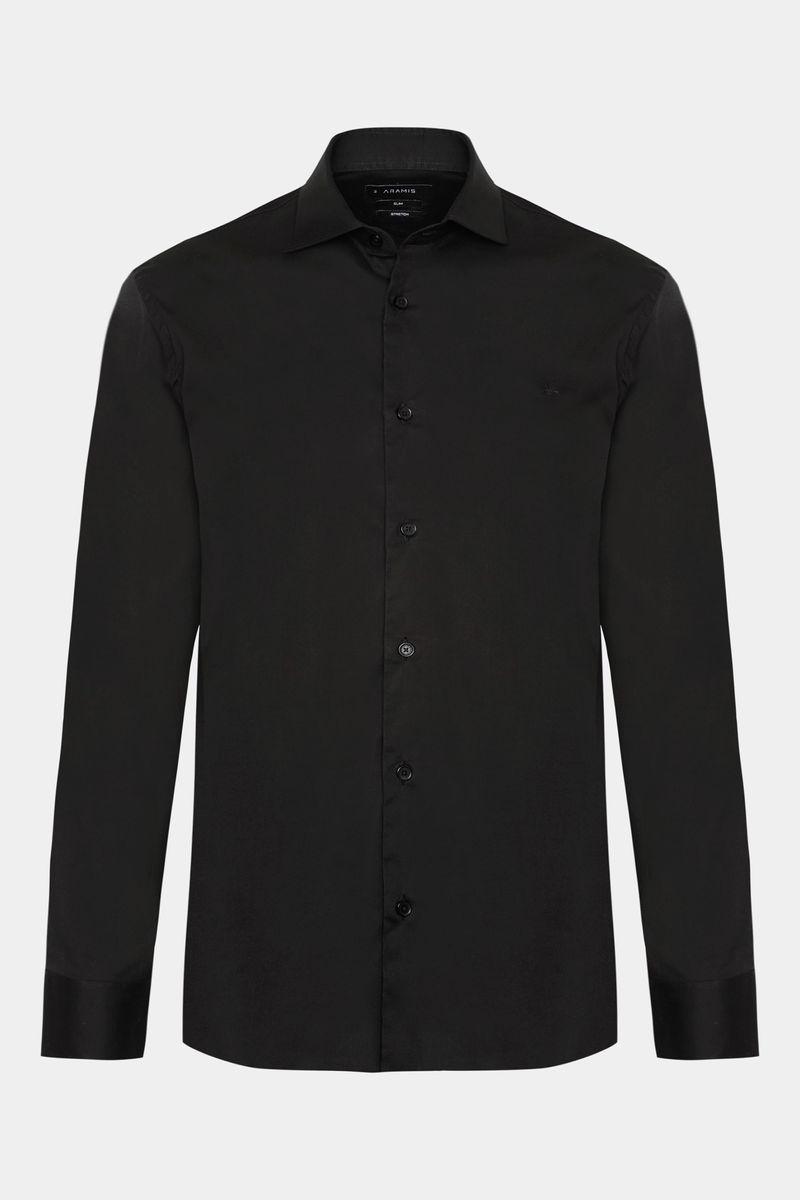 Camisa Aramis Slim Tricoline Algodão Manga Longa Preto - 5