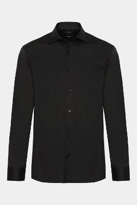 Camisa Slim Tricoline Algodão Manga Longa Não Ativar Preto