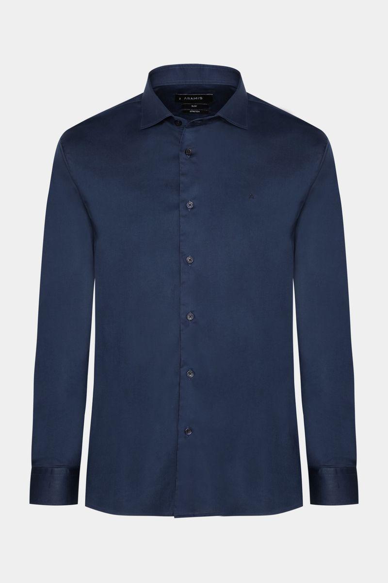 Camisa Aramis Slim Tricoline Algodão Manga Longa Marinho - 5